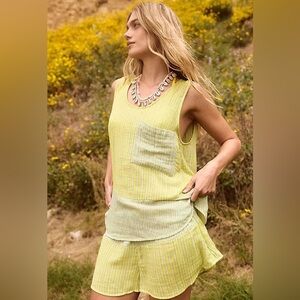 Free People Annabella Top And Bottom Set Yellow Glow  Size Small New